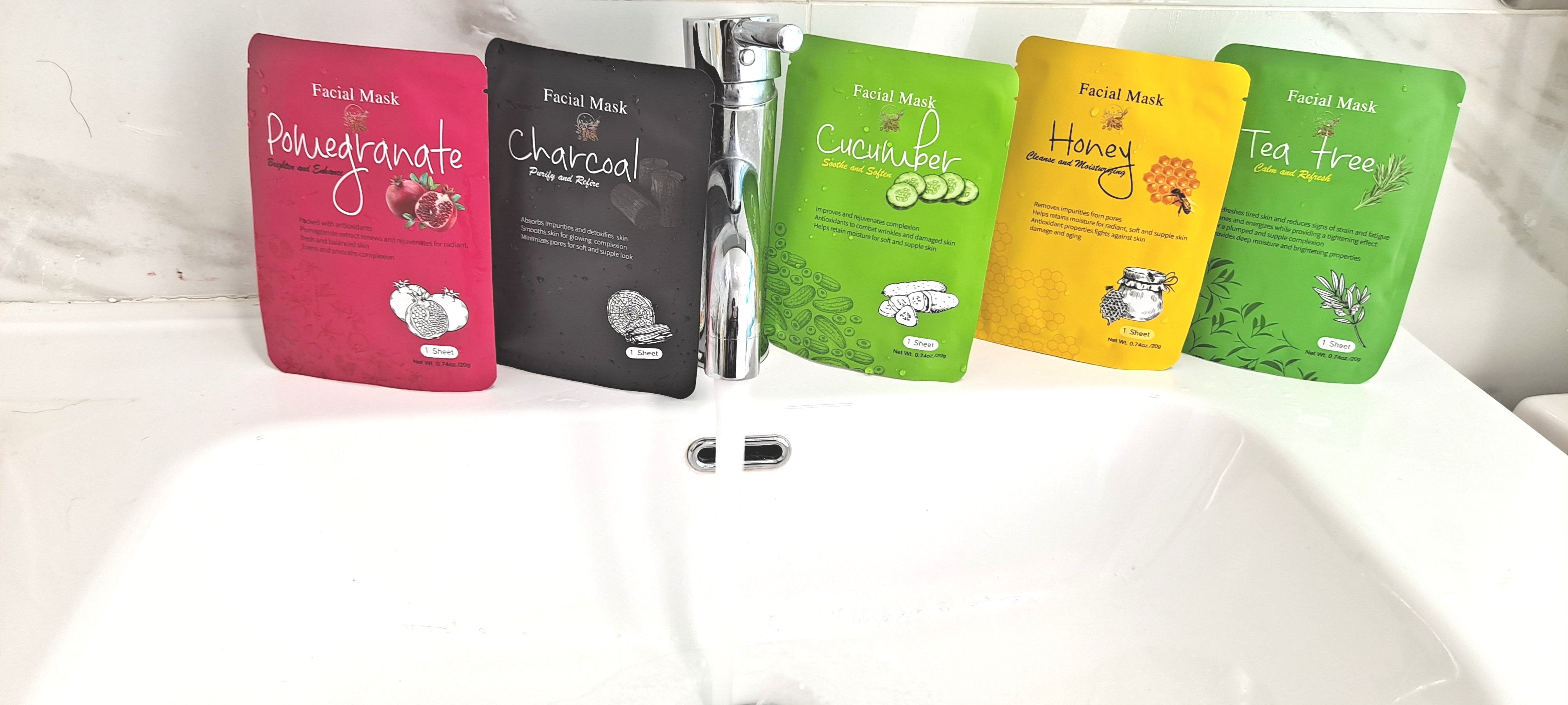 SET OF 5 NATURAL FACIAL MASK SHEET